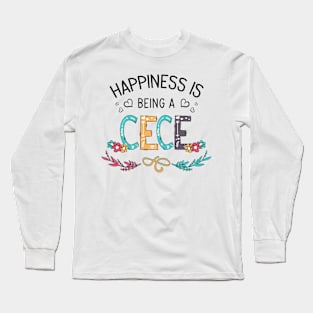 Happiness Is Being A Cece Wildflowers Valentines Mothers Day Long Sleeve T-Shirt